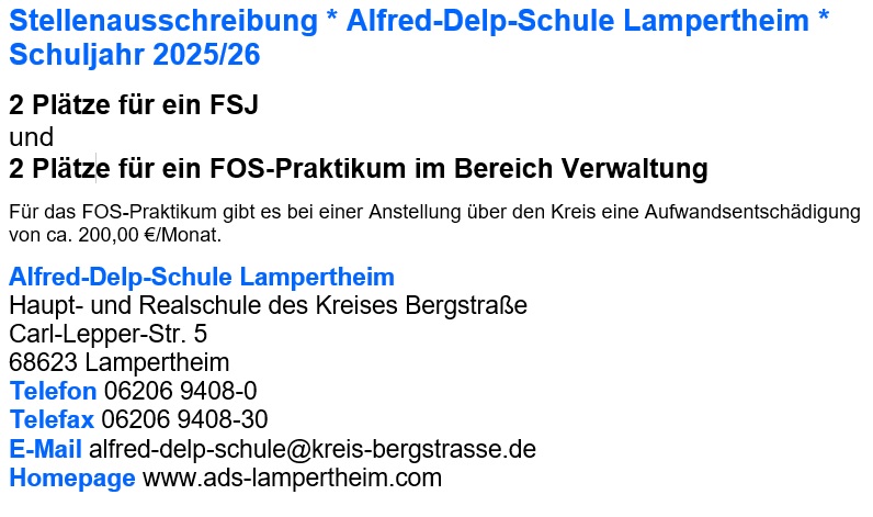 ADS FSJ Stellenausschreibung